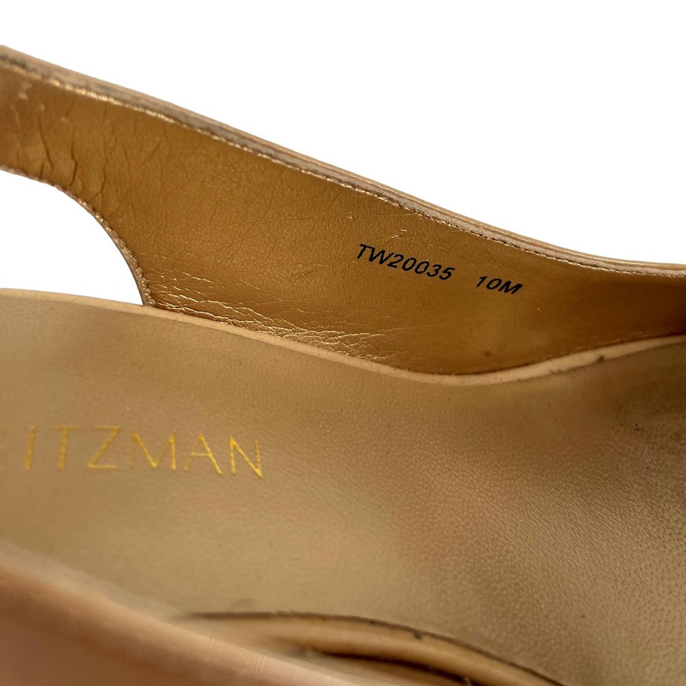 Stuart Weitzman Nude Patent Leather Slingback Platform Heel Size 10 EUC - Picture 9 of 11